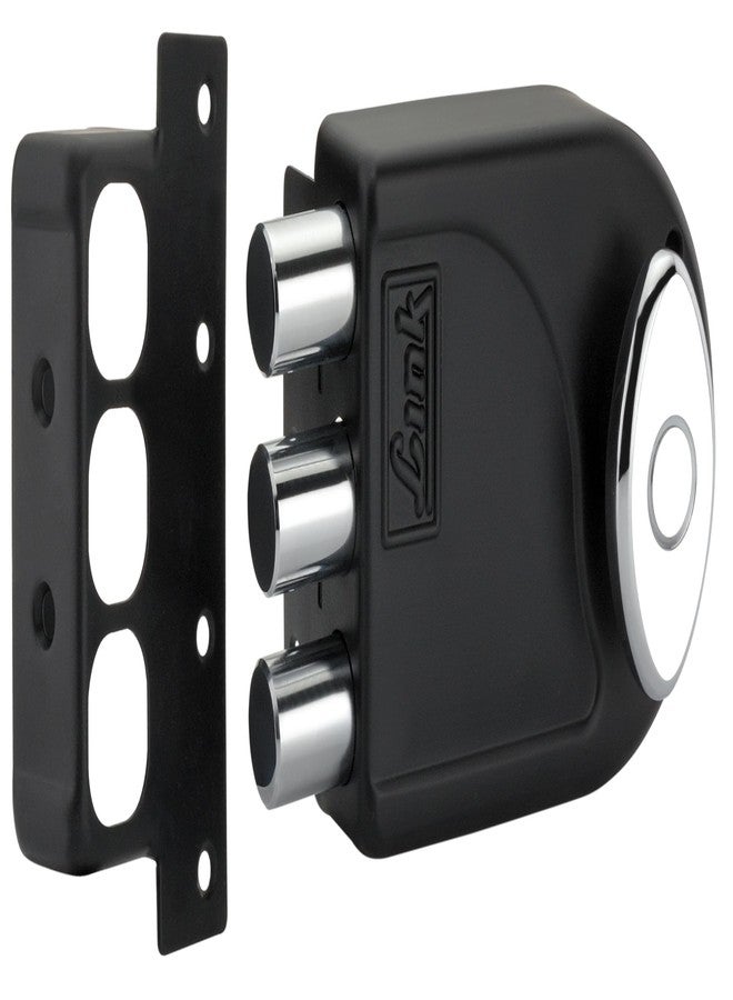 Link Heavy-Duty Main Door Rim Lock with 14-Pin Dimple Key Technology, Big Oval Silver Knob, and 3 Deadbolts with One Side Key-Black | 10 Years Warranty - Image 3